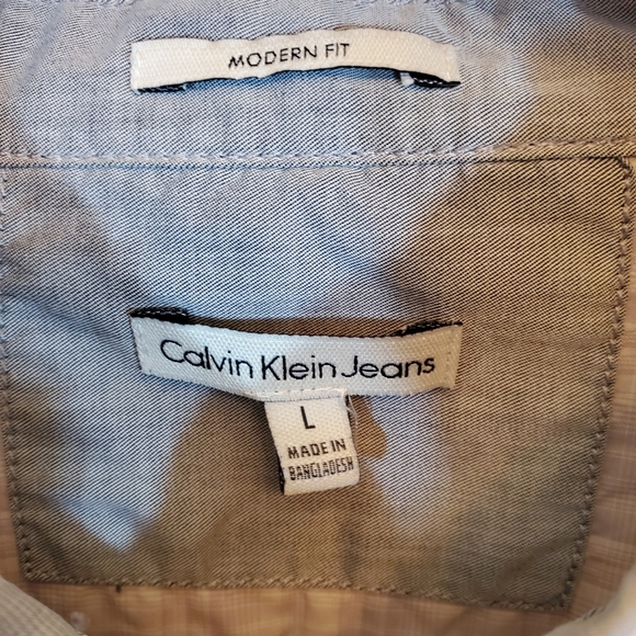 Mens Calvin Klein Long Sleeve Button Down Casual Laege Shirt - Picture 3 of 7